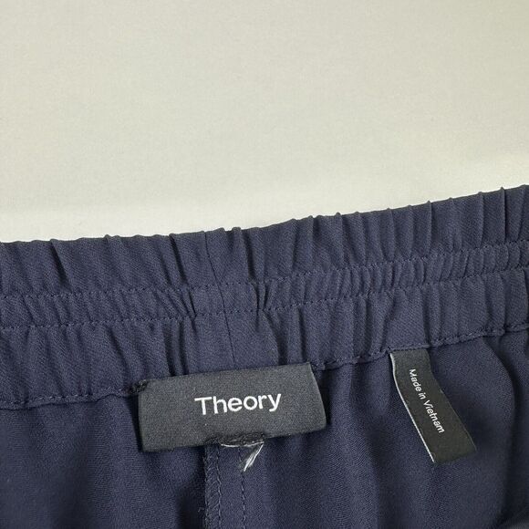 Theory Kinzie Navy Blue Drapey Crepe Lightweight Shorts Womens Sz L - Picture 11 of 12